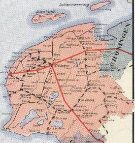 Kaart van Friesland uit het boek Nederland, uitgegeven door de Mij. tot Expl. van STAATSSPOORWEGEN in 1915