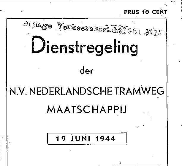 voorblad dienstregeling 19 juni 1944